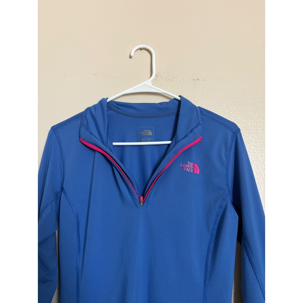 The North Face Women's Blue Pink Quarter Zip Long Sleeve Pullover Top Small